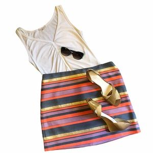 J. Crew Metallic Gold Striped Mini Skirt NWT